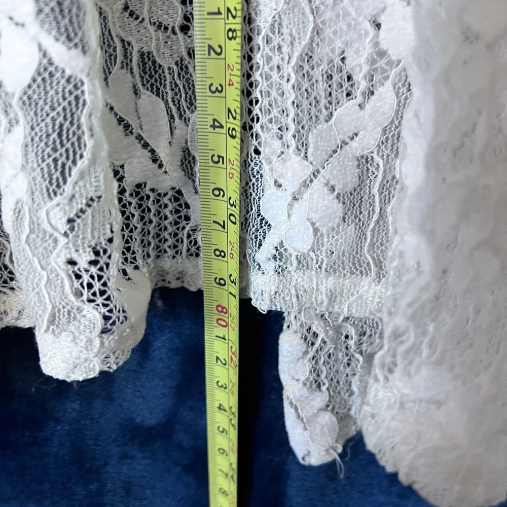 Shannon Ford New York White Floral‎ Lace Cardigan Open Front Sheer Kimono 2X
